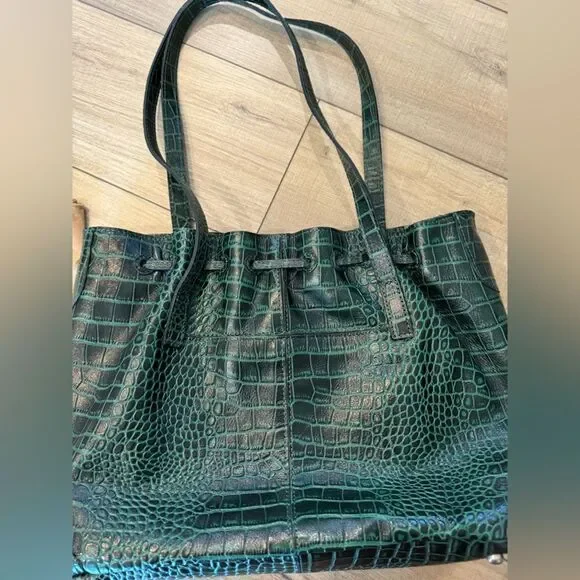 Patricia Nash 10th Anniversary Limited Edition purse Green Croc Leather Poppy - Picture 5 of 16